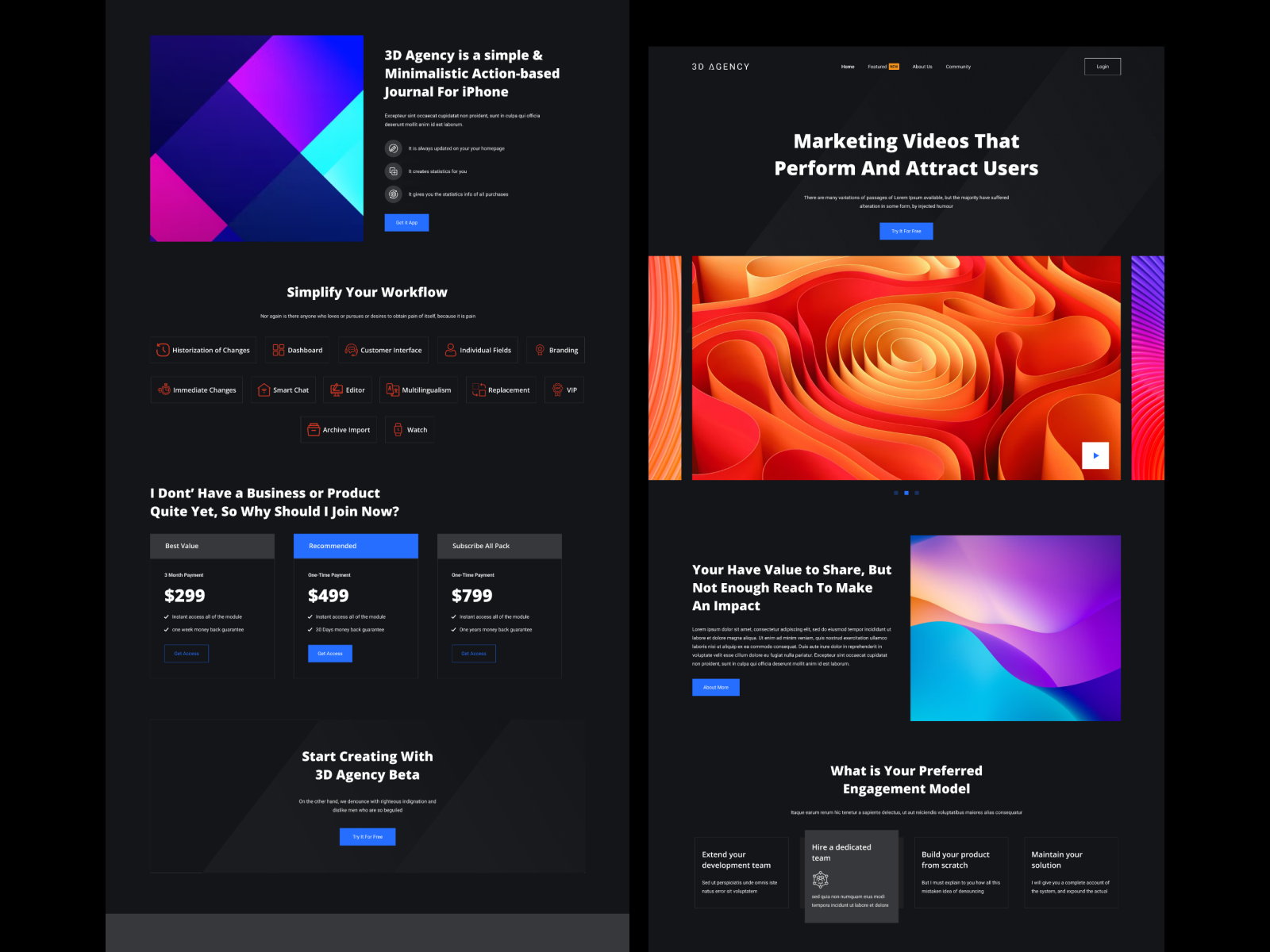 3D Agency Landing Page Template by Elmous on Dribbble