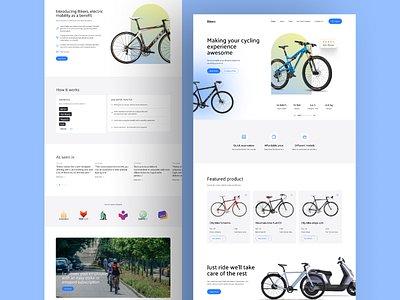 Bicycle Rental UI Design Templates bike bike hire bike rental city cycle on rent cycling e bike rental electric electric bike rental hire landing page mountain rent ride service shop ui ui inspiration web design website