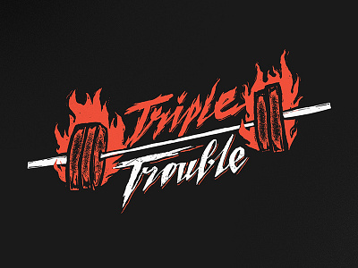 Triple trouble barbell crossfit draft identity lettering logo rough trouble typography weightlifting