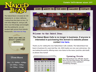 Naked Bean Cafe website coffee design shop theme website