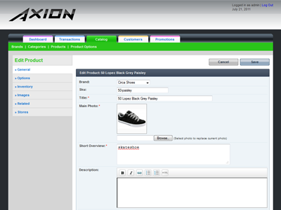 Axion Old Interface admin app application backend design ecommerce interface theme