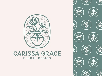 Carissa Grace Floral Design brand branding design floral flower flowers handmade illustration lockup logo logotype mark pattern plant texture typography wordmark