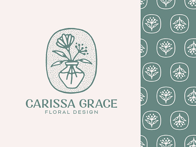 Carissa Grace Floral Design brand branding design floral flower flowers handmade illustration lockup logo logotype mark pattern plant texture typography wordmark