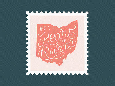 Ohio Postage Stamp handmade heart illustration lettering ohio postage stamp script stamp stamp design texture type typography