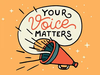 Your Voice Matters blog illustration megaphone quote stars voice vote