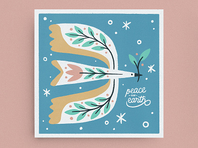 Peace on Earth abstract animal bird bird illustration christmas dove holiday illustration leaf peace peace on earth plant texture