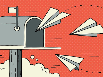 You've Got Mail email handmade illustration inbox mail mailbox plane texture