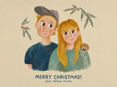 Bowser Christmas Card 2020 card christmas christmas card cute family handmade hedgehog holiday illustration plant portrait texture