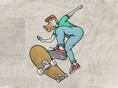 Skate or Die character dude handmade illustration rad skate skateboard skateboarding sport texture