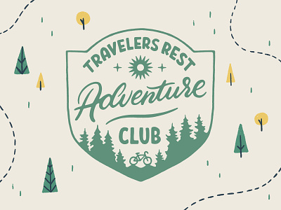 Travelers Rest Adventure Club adventure badge bike brand branding club design explore handmade illustration lettering logo mark patch south carolina texture typography