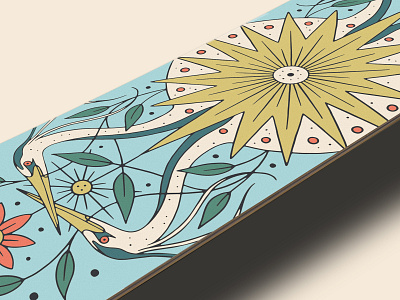 Skate Deck bird blue heron deck design handmade illustration plant skate skateboard sun texture