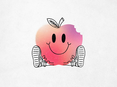 apple guy apple character cute design fruit gradient handmade illustration shoes texture