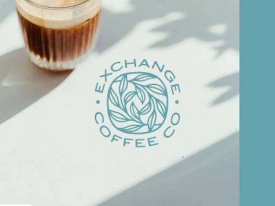 Exchange Coffee Co - Secondary Mark brand branding coffee design drink handmade icon illustration lettering logo plant type
