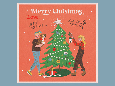 Bowser Christmas Card 2021 card character christmas cute design dog family handmade hedgehog holiday illustration portrait texture tree