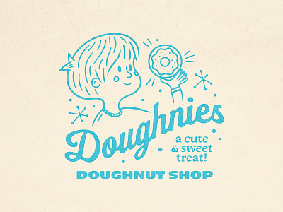 "Doughnies" Doughnut Shop brand branding character design donut doughnut font food handmade illustration lettering logo mascot texture type typography