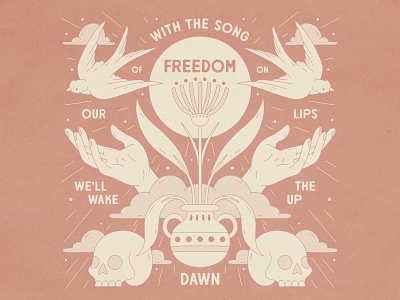 Song of Freedom art band bird design font freedom handmade illustration lettering music plant skull song sun texture type typography
