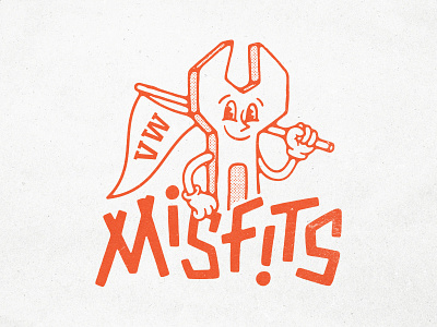 Misfits bicycle bike brand branding character design flag font handmade illustration lettering logo mascot misfits texture type typography
