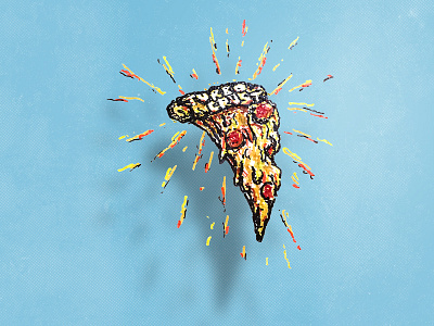 Turbo Crust cheese drawing food illustration pizza shadow type