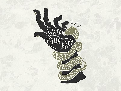 Watch Your Back gold hand handmade illustration lettering snake type