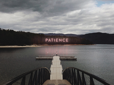 Patience font forest lake lettering nature neon patience pink sign trees type typography