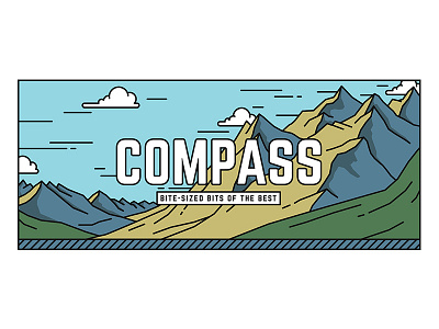 Compass Newsletter Header clouds compass fun header illustration lines mountains type