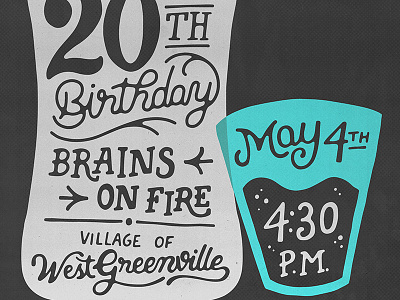 BOF Birthday Invite WIP drink handmade illustration invite lettering texture