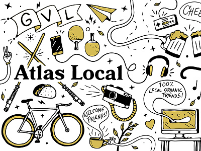 Atlas Local Mural beer color computer fun icon illustration lettering mural music pizza plant skateboard