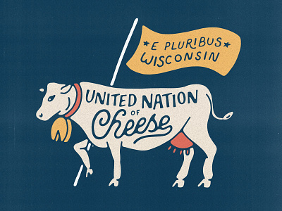 Cheese Cow cheese cow flag illustration lettering wisconsin