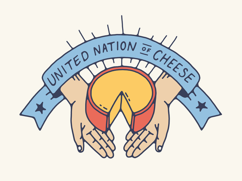 Cheese Hands illustration flag type lettering wisconsin sticker stickers cheese