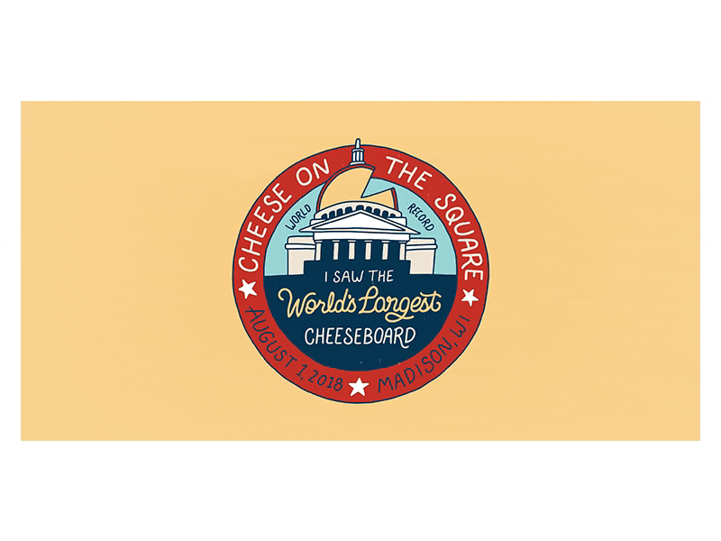 World's Largest Cheeseboard icon lettering drawn hand drawn wisconsin cheese animation