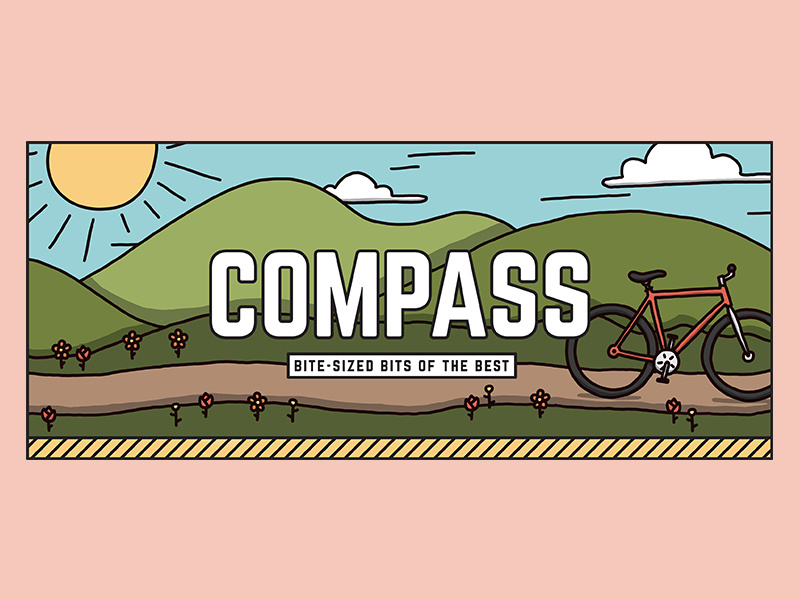 Compass Header - Spring hills sun nature bike design illustration
