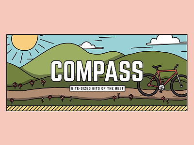 Compass Header - Spring bike design hills illustration nature sun