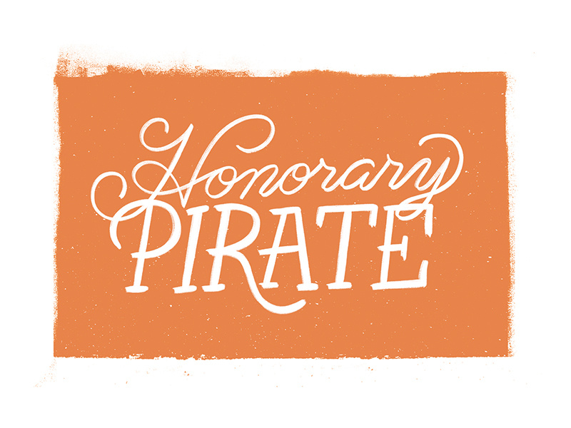 Honorary Pirate textured ink pirate hand lettering texture script lettering