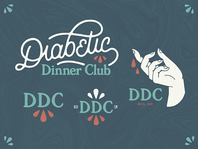 Diabetic Dinner Club blood brand branding club diabetes diabetic dinner font hand illustration lettering