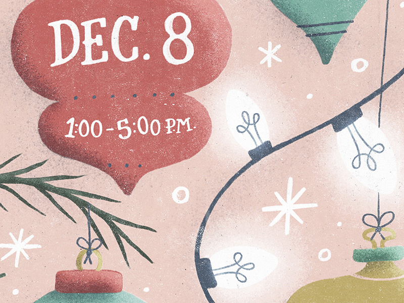 Christmas Market Poster WIP noise texture lettering illustration snow lights tree ornament holiday poster market farmers christmas