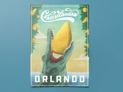 Cheeselandia Orlando alligator cheese florida gator illustration orlando poster tree