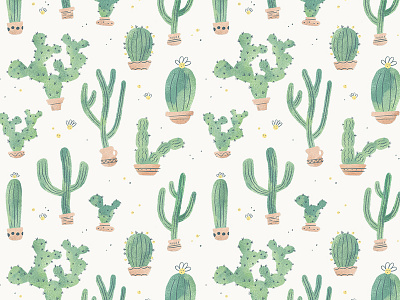 Cactus Pattern cactus cute drawing flower green illustration pattern plant plant illustration repeat