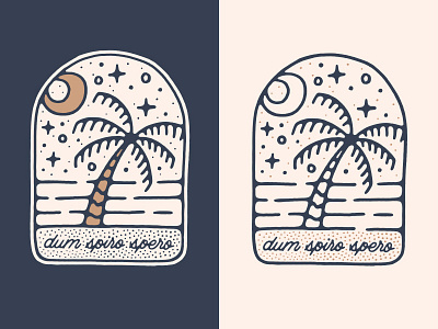 Dum Spiro Spero illustration moon night palm sea south carolina stars tree water