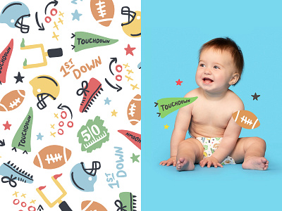 Football Pattern baby diaper football handmade hello bello illustration pattern product sports