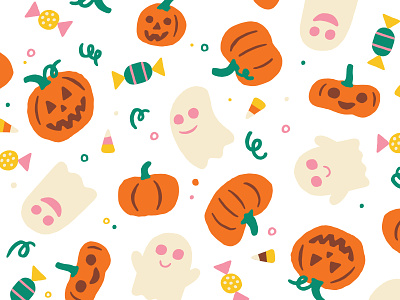 Spooky Pattern candy candy corn cute ghost halloween handmade illustration jack o lantern pattern pumpkin scary spooky
