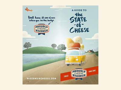 Wisconsin Cheese Map Cover barn brochure cheese country cover farm field illustration map road tree van vw wisconsin
