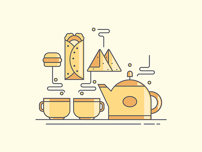 Merchant (Tpot) Illustration coffee flat illustration lineart snacks tea vector