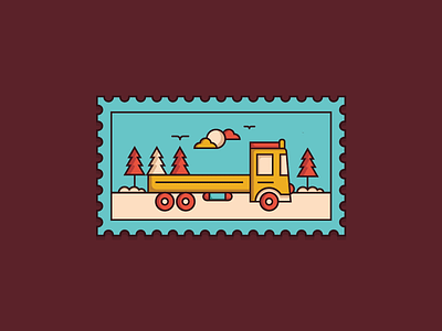 Truck Stamp geometric illustration nature stamp travel truck vector