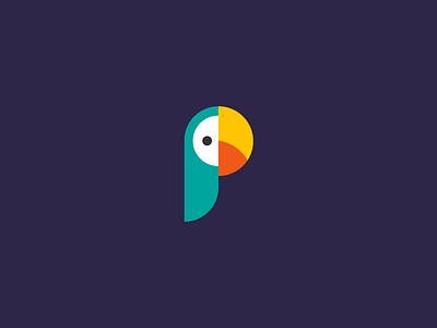 P for Parrot bird colorful geometry identity logo mark minimal p parrot symbol