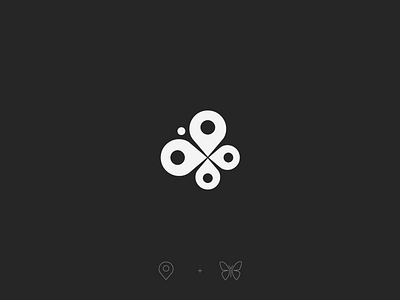 Butterfly + Location icon identity location logo mark minimal symbol