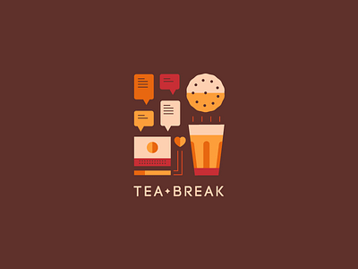 Tea break biscuit chat icon logo love mark smoking symbol tea vector