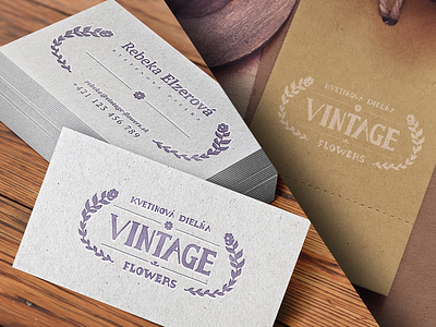 Branding – Vintage Flowers business card cardboard flowers natural purple vintage