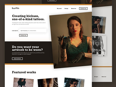 Rachel Fields - A tattoo artist artist page beige contrast one page website portfolio sketch tattoo tattoo artist ui ux design webdesign website