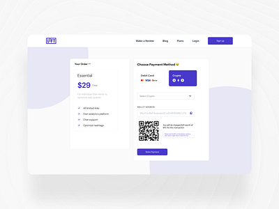 Crypto Payment Page app design portfolio ui design uidesign uiux ux uxdesign web webdesign