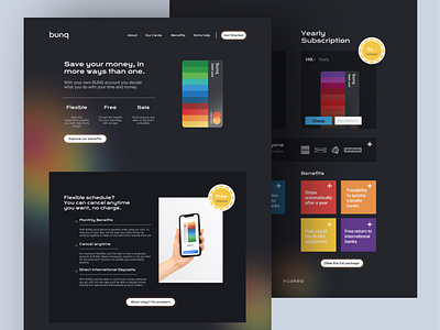 BUNQ Visual re-design bank banking branding design gradient interface ui ux visualdesign webdesign webpage